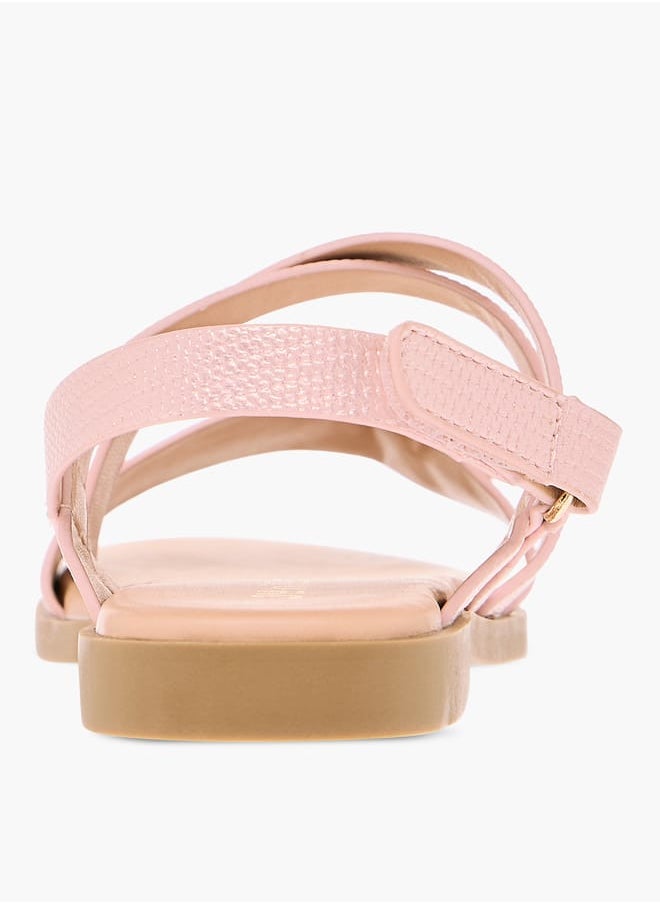JUNIORS Girls Bow Embellished Sandals With Hook And Loop Closure  - Image 4