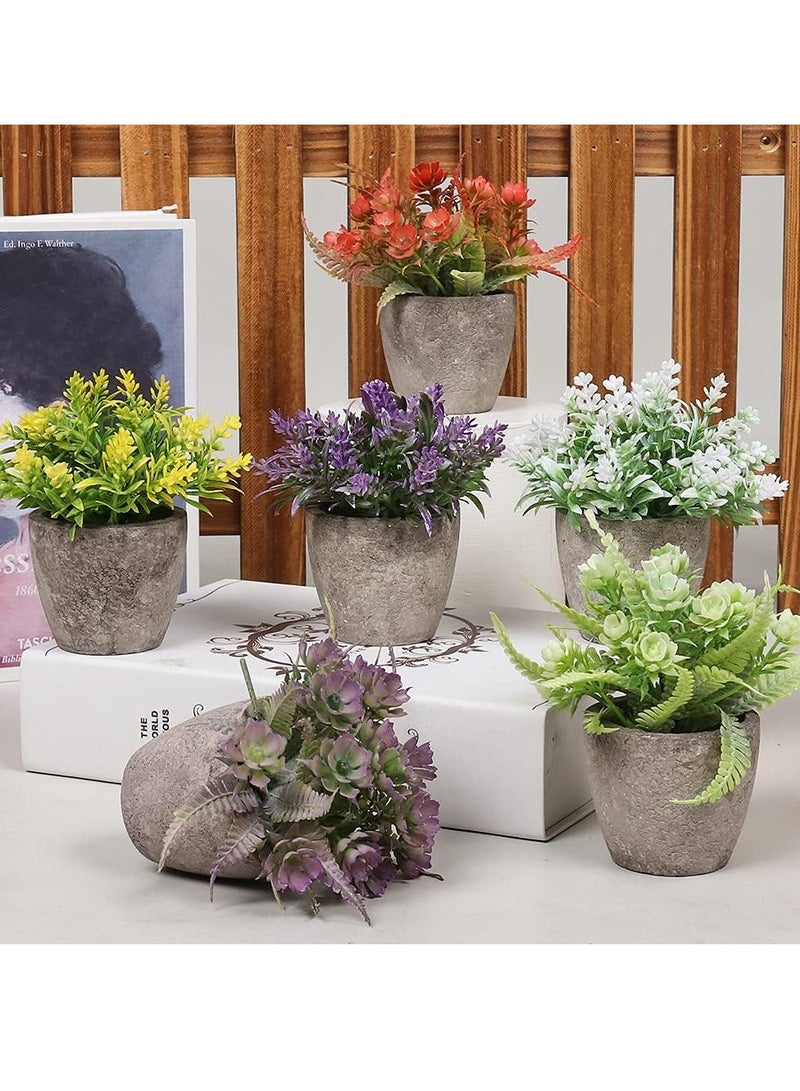 YelaJoy 6 Pcs Artificial Flower Plants , Indoor Mini Plastic Plants, Fake Topiary Shrubs Greenery Fake Potted Flowers for Home,Office,Room Table,Desk Table Decoration,Exquisite New House Gift - Image 3
