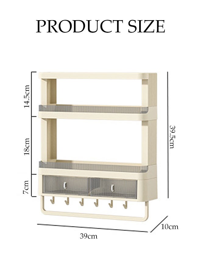 DUNISO Kitchen Wall Cabinet Multi Functional Kitchen Storage Rack with Hooks and Towel Rack Wall Mounted Bathroom Cabinet 3 Tier storage Cabinet 3 in 1 Hanging Heavy-Duty Pantry Storage Shelf for Kitchen and Bathroom - Image 4
