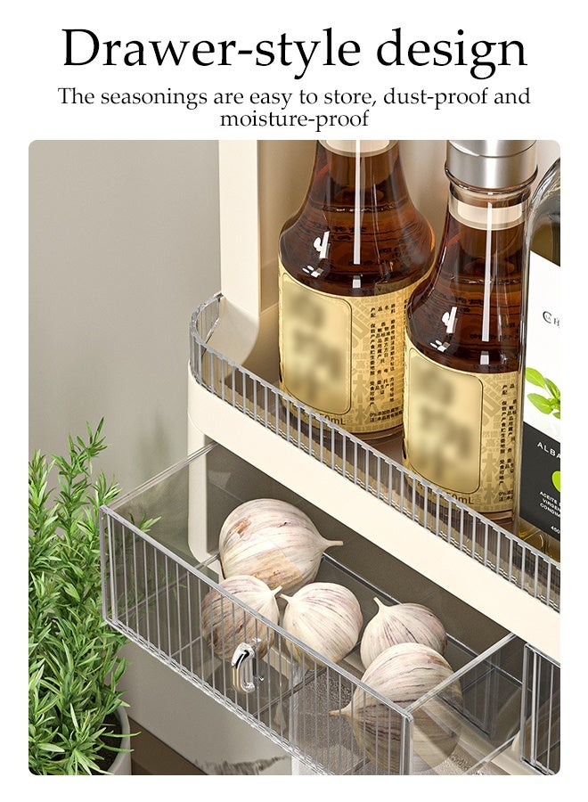 DUNISO Kitchen Wall Cabinet Multi Functional Kitchen Storage Rack with Hooks and Towel Rack Wall Mounted Bathroom Cabinet 3 Tier storage Cabinet 3 in 1 Hanging Heavy-Duty Pantry Storage Shelf for Kitchen and Bathroom - Image 2