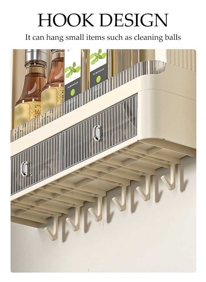 DUNISO Kitchen Wall Cabinet Multi Functional Kitchen Storage Rack with Hooks and Towel Rack Wall Mounted Bathroom Cabinet 3 Tier storage Cabinet 3 in 1 Hanging Heavy-Duty Pantry Storage Shelf for Kitchen and Bathroom - Image 3