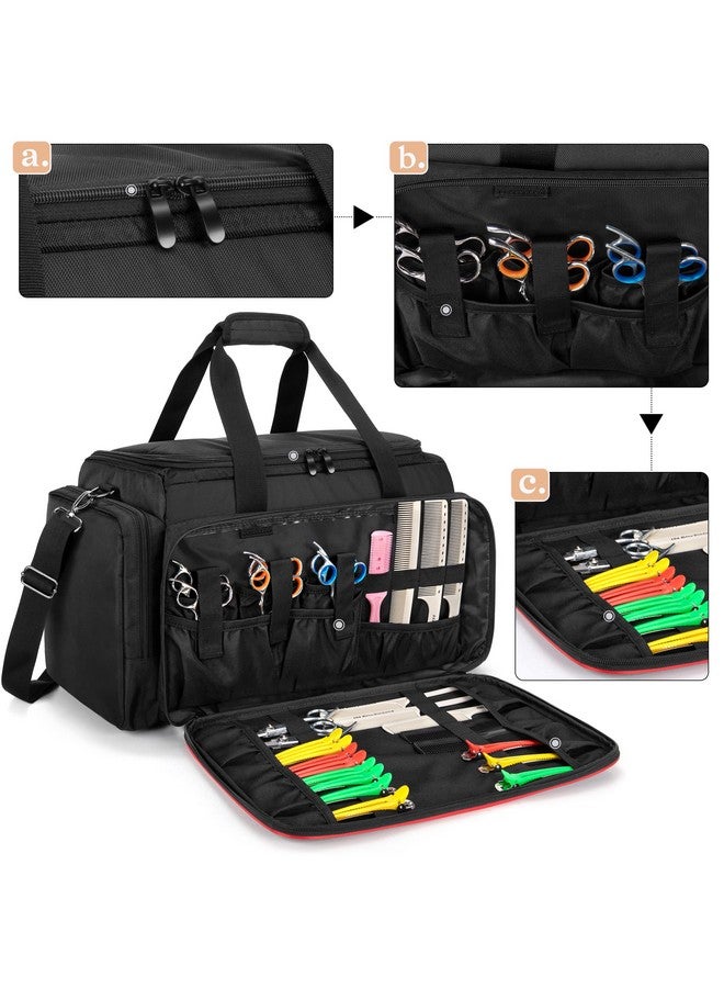 BAFASO BAFASO Large Capacity Hairdresser Bag with Adjustable Dividers, Travel Barber Case Holds Various Hair Cutting Tools (NO ACCESSORIES), Black - Image 4