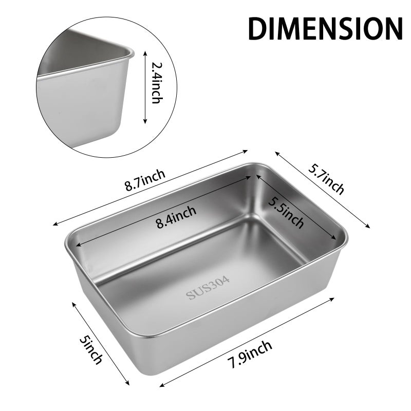 AKOLAFE 6PCS Stainless Steel Loaf Pan 8.5x5.5 Inch Banana Bread Pans for Homemade Breads Baking Pan for Oven Metal Meatloaf Pan Sandwich Bread Loaf Pans for Baking Bread Tin for Bakings Meat Loaf Cake - Image 2