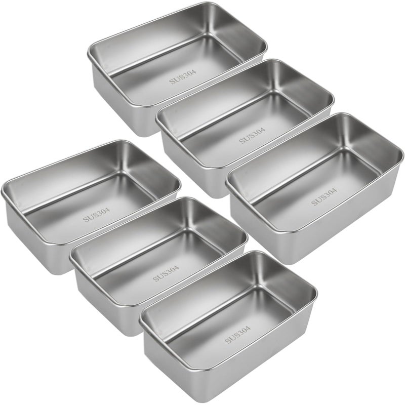 AKOLAFE 6PCS Stainless Steel Loaf Pan 8.5x5.5 Inch Banana Bread Pans for Homemade Breads Baking Pan for Oven Metal Meatloaf Pan Sandwich Bread Loaf Pans for Baking Bread Tin for Bakings Meat Loaf Cake - Image 1