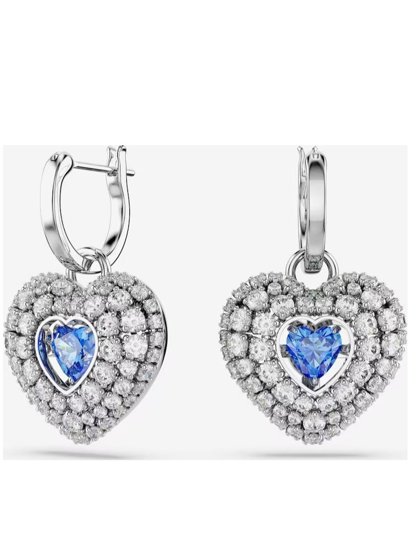 Swaro أقراط متدلية على شكل قلب، أزرق، - Image 1