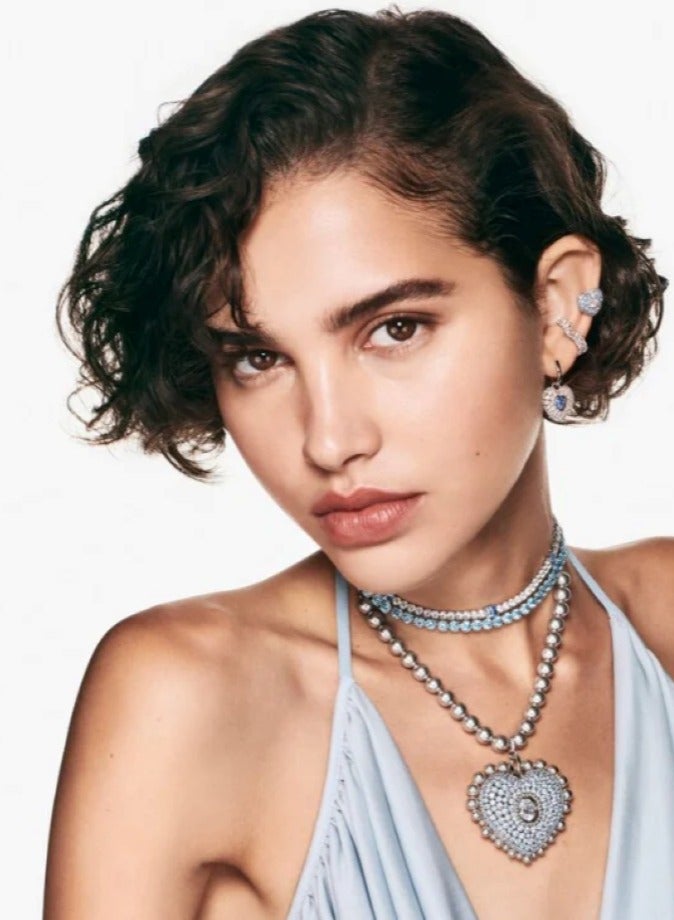 Swaro أقراط متدلية على شكل قلب، أزرق، - Image 5