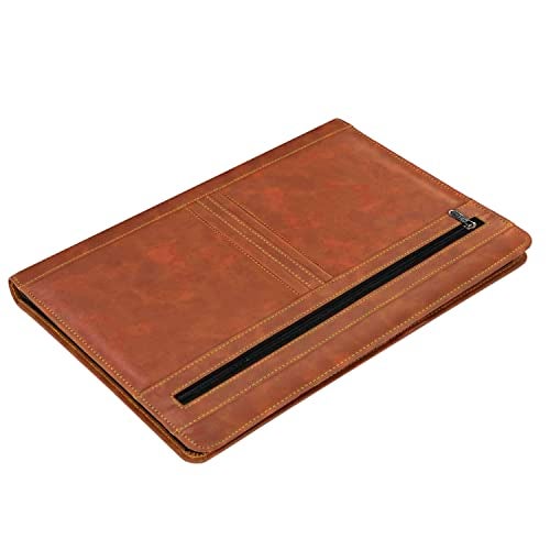 NISUN PU Leather 4 Ring Professional File Folder for Documents Certificates, Conference Folder, File with 20 Leafs (Tan) - Image 1