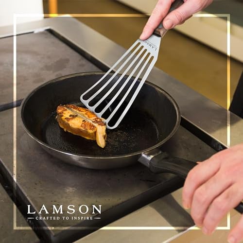 Lamson 3" x 6" Chef's Slotted Turner with Walnut Handle - Left-Hand - Image 4