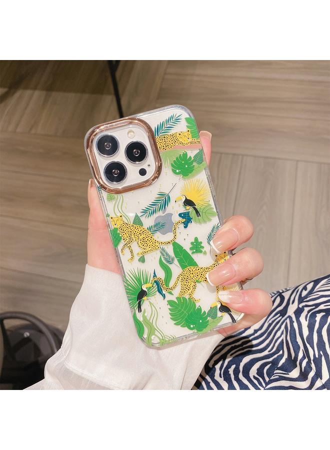 اس-توب جراب لهاتف iPhone 11 Pro Max، جراب هاتف مقاوم للصدمات بتصميم زهور مطلية بالكهرباء، مسحوق لامع - Image 1