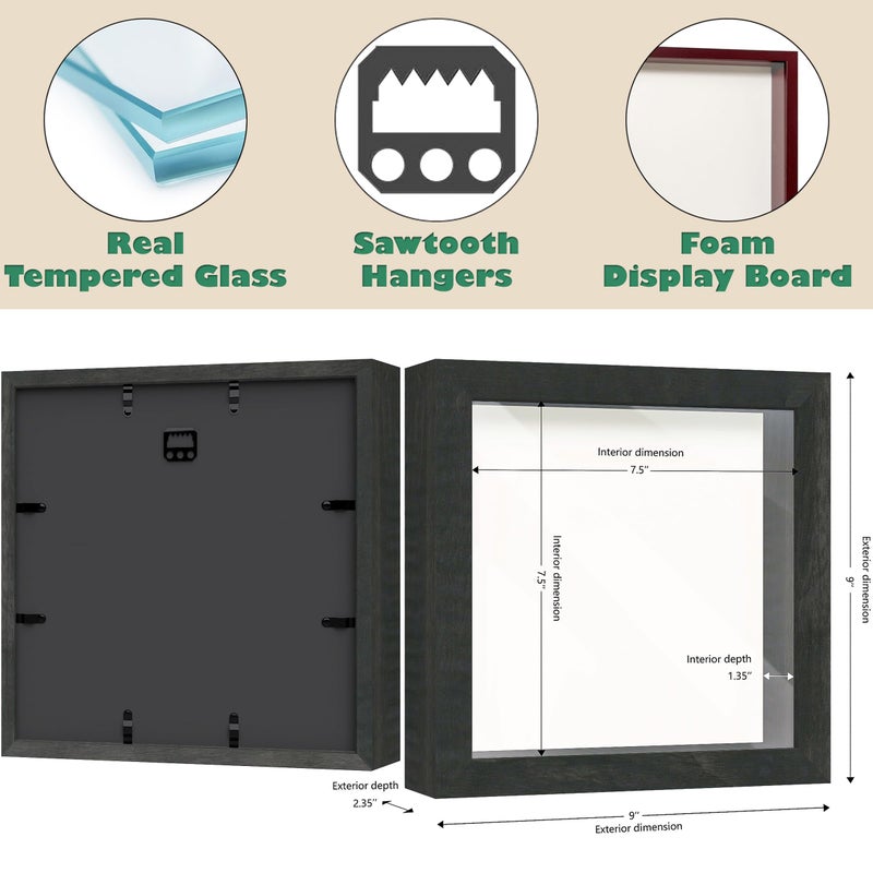 Frameworks 8x8 Driftwood Wooden Shadow Box Frome - Love Love Back Budged Glass و Consiss - Image 3