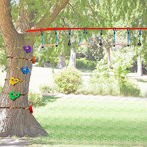 BeneLabel 2 Pcs Ninja Monkey Bars for Obstacle Course Bars 250LB Capacity Trapeze Swing Bar for Slackline Wood  Ropes Swing Set Bars for Kids  Teens Ninja Line Backyard Blue - Image 5