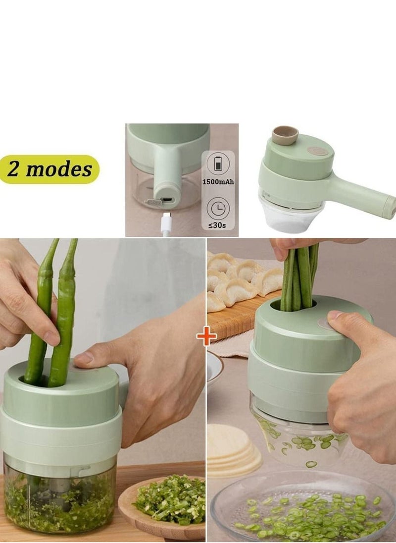 بيوينتي - 4 in 1 Handheld Electric Vegetable Cutter Set Kitchen Tool Garlic Chilli Pepper Onion Celery Ginger Meat With Brush - Image 1
