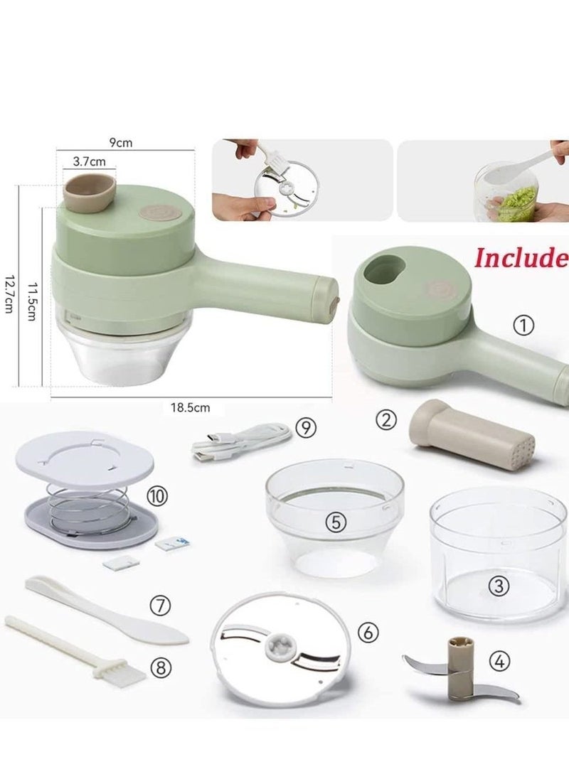 بيوينتي 4 in 1 Handheld Electric Vegetable Cutter Set Kitchen Tool Garlic Chilli Pepper Onion Celery Ginger Meat With Brush  - Image 5