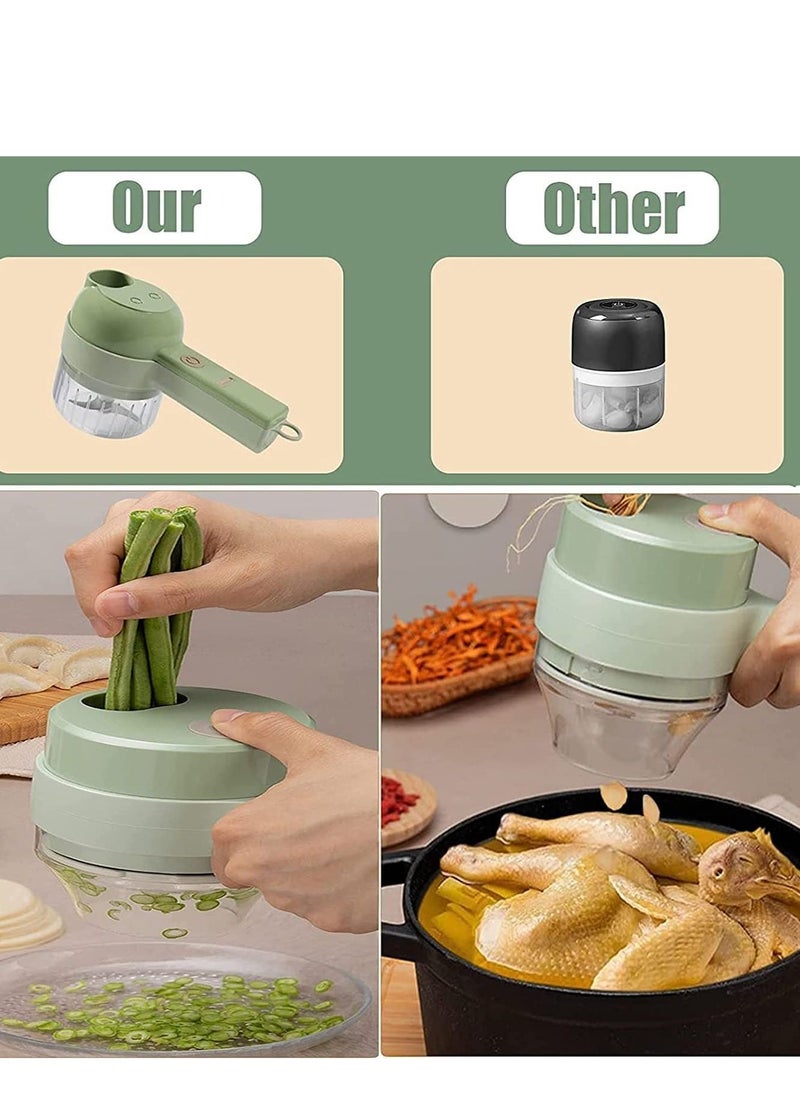 بيوينتي - 4 in 1 Handheld Electric Vegetable Cutter Set Kitchen Tool Garlic Chilli Pepper Onion Celery Ginger Meat With Brush - Image 1