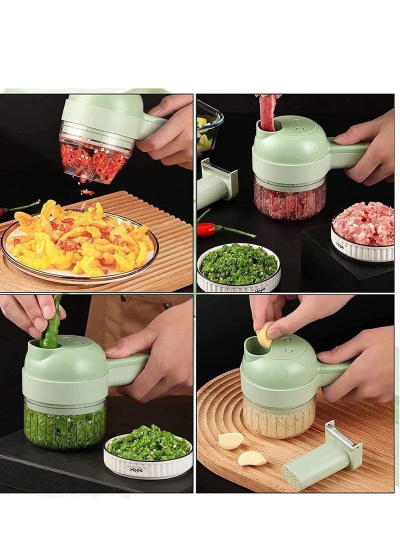 بيوينتي 4 in 1 Handheld Electric Vegetable Cutter Set Kitchen Tool Garlic Chilli Pepper Onion Celery Ginger Meat With Brush  - Image 4