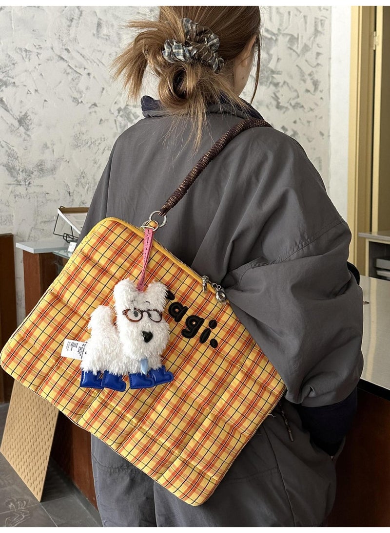 TG Tagi 14-16 inch laptop computer bag - Large capacity checkered embroidered flat storage bag - Image 5