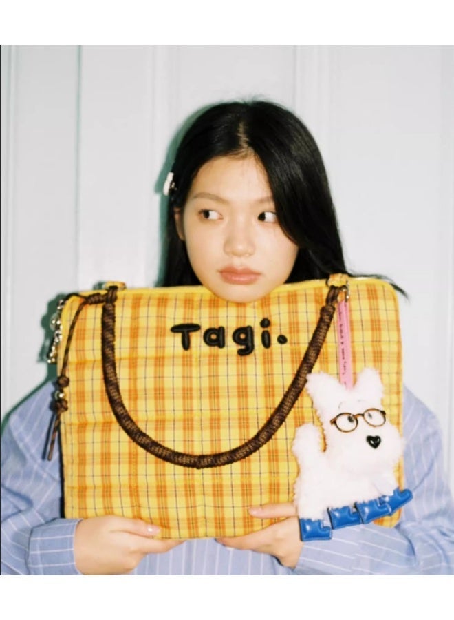 TG Tagi 14-16 inch laptop computer bag - Large capacity checkered embroidered flat storage bag - Image 2