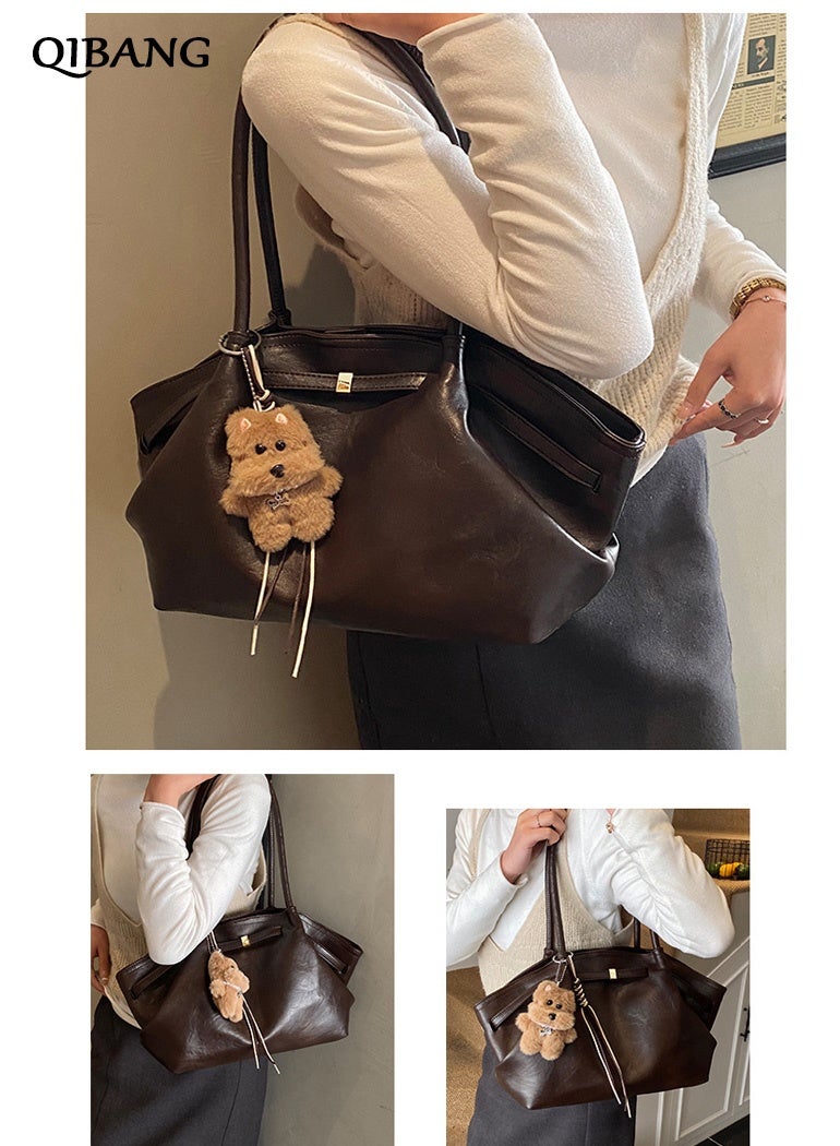 QIBANG Women's 2026 Top Handle Bag PU Leather Hobo Purse with Metal Accent Large Capacity Shoulder Bag Purse for Work Office Travel All-season - Image 2