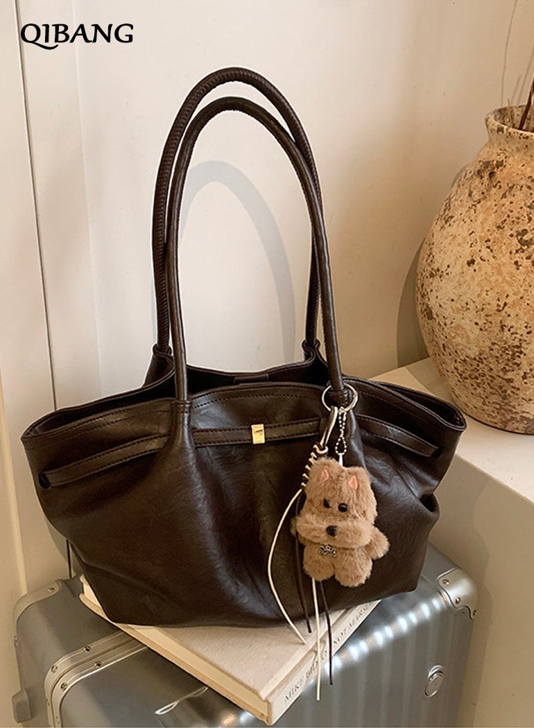 QIBANG Women's 2026 Top Handle Bag PU Leather Hobo Purse with Metal Accent Large Capacity Shoulder Bag Purse for Work Office Travel All-season - Image 3