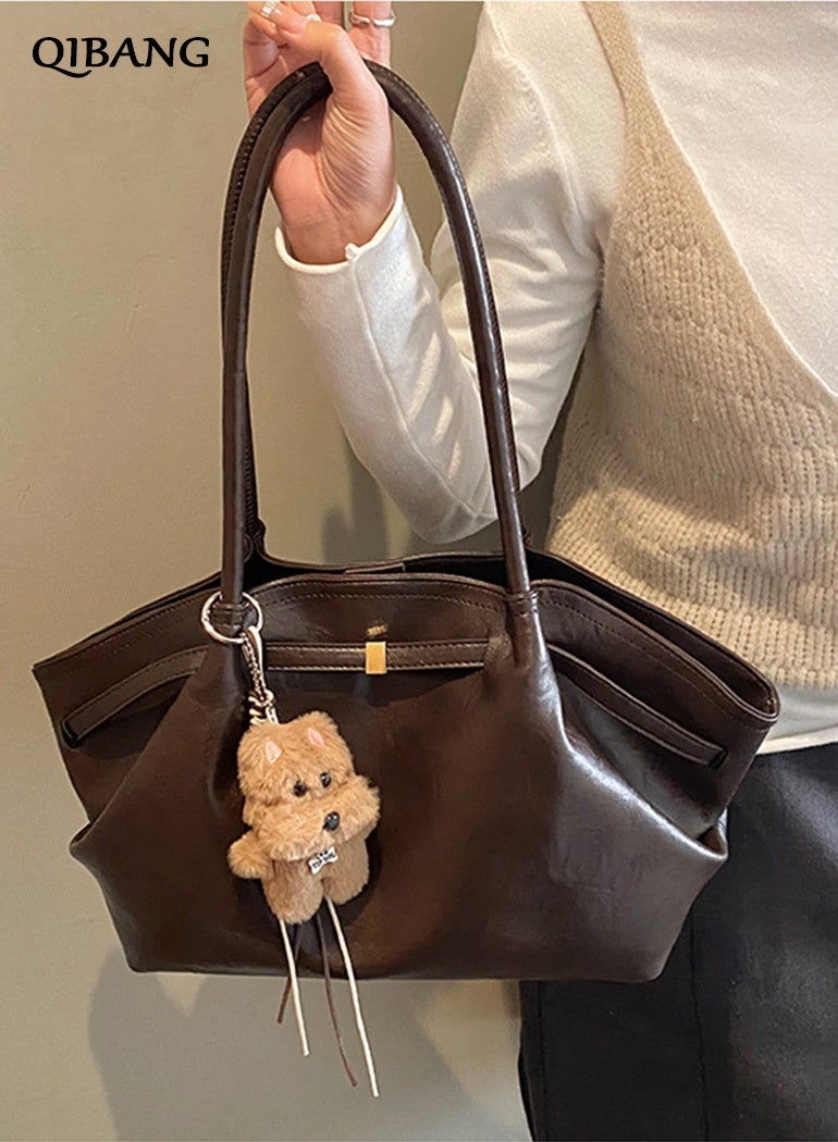 QIBANG Women's 2026 Top Handle Bag PU Leather Hobo Purse with Metal Accent Large Capacity Shoulder Bag Purse for Work Office Travel All-season - Image 4