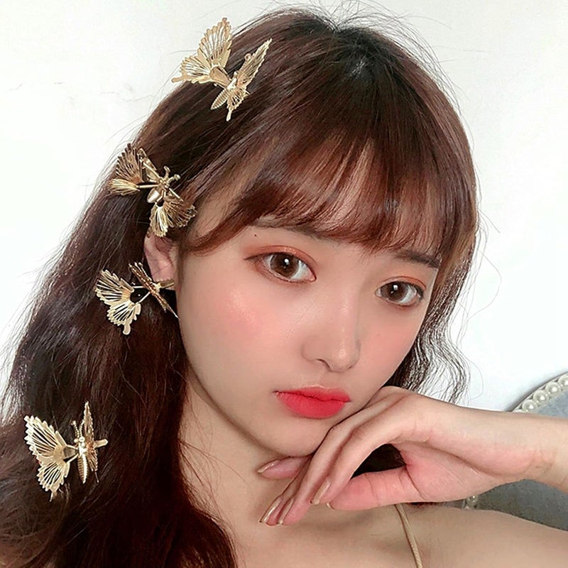 4 Pcs Moving Butterfly Hair Clips Move with Beauty Clip Butterfly Hair Clips Hair Barrettes Hair Accessories for Women and Girls Silver