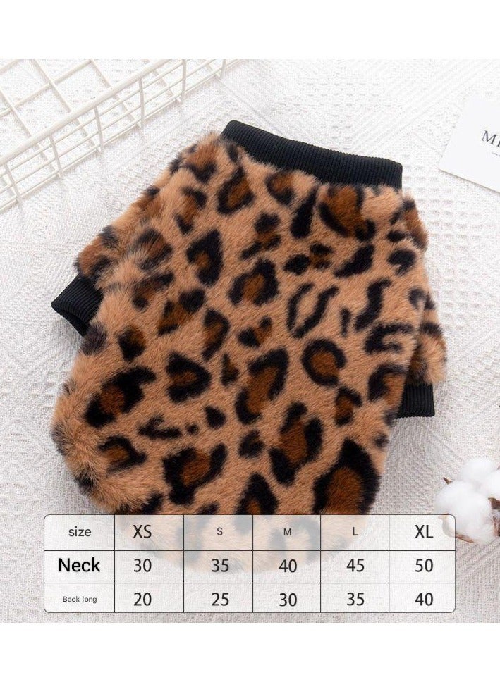 A.M Pet Cat And Dog Clothes, T-Shirt, Dog Wear, Autumn, Winter, Parka, Dog Coat, Cold Protection, Leopard Pattern, Small Dogs, Medium Dogs, Thick, Hair Loss Protection, Puppies, Cat Clothes, Pet Supplies, - Image 2