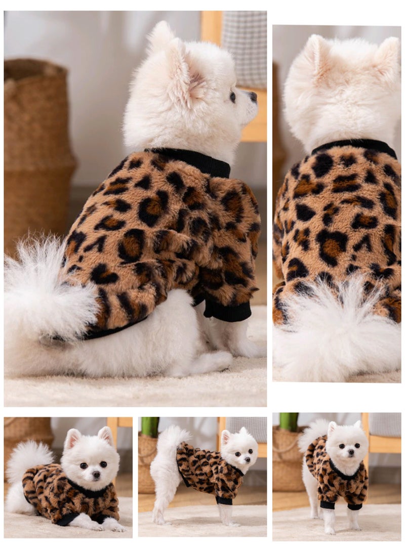 A.M Pet Cat And Dog Clothes, T-Shirt, Dog Wear, Autumn, Winter, Parka, Dog Coat, Cold Protection, Leopard Pattern, Small Dogs, Medium Dogs, Thick, Hair Loss Protection, Puppies, Cat Clothes, Pet Supplies, - Image 4
