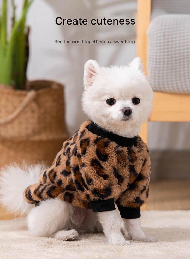 A.M Pet Cat And Dog Clothes, T-Shirt, Dog Wear, Autumn, Winter, Parka, Dog Coat, Cold Protection, Leopard Pattern, Small Dogs, Medium Dogs, Thick, Hair Loss Protection, Puppies, Cat Clothes, Pet Supplies, - Image 5