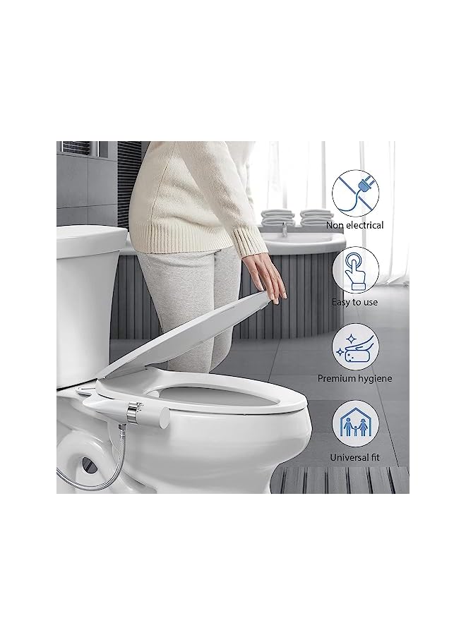 The Bros Ultra-Slim Bidet Attachment for Toilet Dual Nozzle (Feminine/Posterior Wash) Hygienic Bidets for Existing Toilets, Adjustable Water Pressure Cold Water Sprayer Baday with Stainless Steel Inlet - Image 2