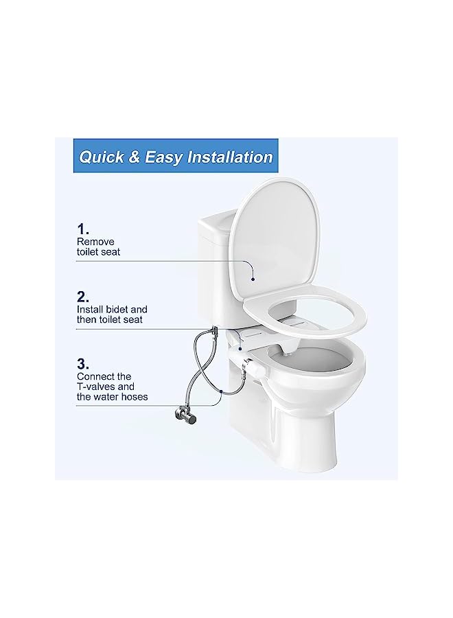 The Bros Ultra-Slim Bidet Attachment for Toilet Dual Nozzle (Feminine/Posterior Wash) Hygienic Bidets for Existing Toilets, Adjustable Water Pressure Cold Water Sprayer Baday with Stainless Steel Inlet - Image 3