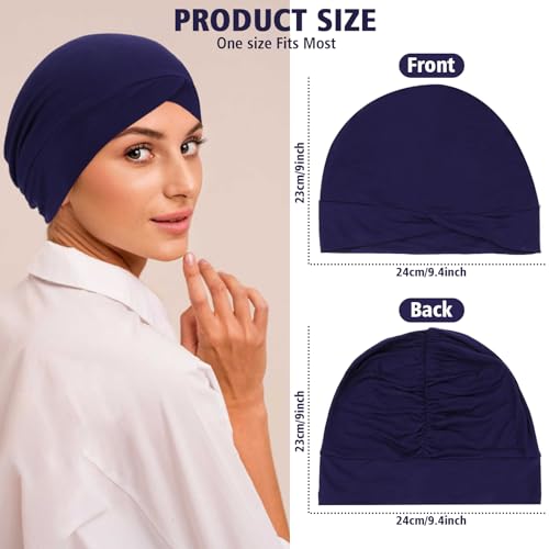 XEPST 4 PCS Hijab Undercap for Women, Islamic Muslim Under Hijab Cap Cross Turban Underscarf Solid Color Undercap Bonnet Inner Head Scarf Head Wraps Hair Turbans for Women Chemo Headwear Sleep Cap - Image 2