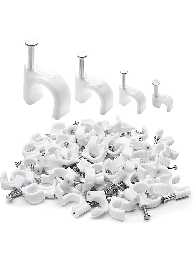 erorex Phitouda 400Pcs Cable Clips 4Mm 6Mm 8Mm 10Mm Half Clamp J Hook With Nail Nail In Cable Clips Ethernet Cable Nails Tacks Clips White - Image 1