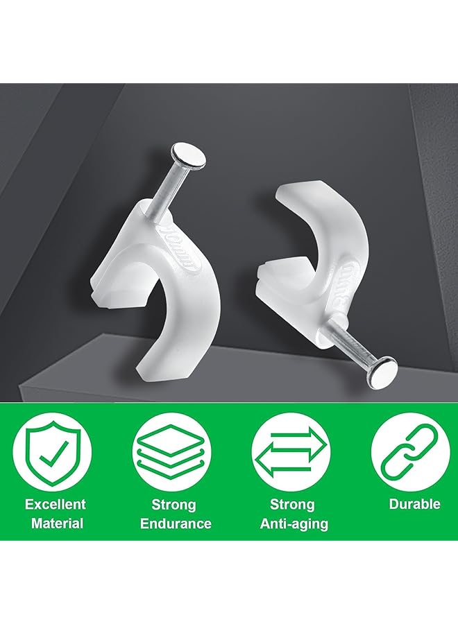 erorex Phitouda 400Pcs Cable Clips 4Mm 6Mm 8Mm 10Mm Half Clamp J Hook With Nail Nail In Cable Clips Ethernet Cable Nails Tacks Clips White - Image 4