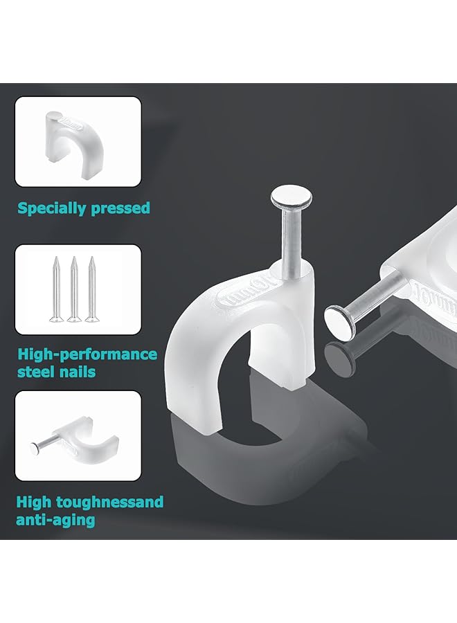 erorex Phitouda 400Pcs Cable Clips 4Mm 6Mm 8Mm 10Mm Half Clamp J Hook With Nail Nail In Cable Clips Ethernet Cable Nails Tacks Clips White - Image 2