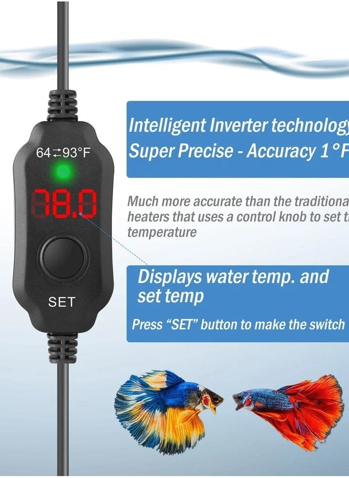ماركة غير محددة Adjustable 10W Betta Heater, Small Submersible Fish Tank Heater with Digital Display Thermostat, USB Powered, for Aquariums up to 1 Gallon  - Image 4