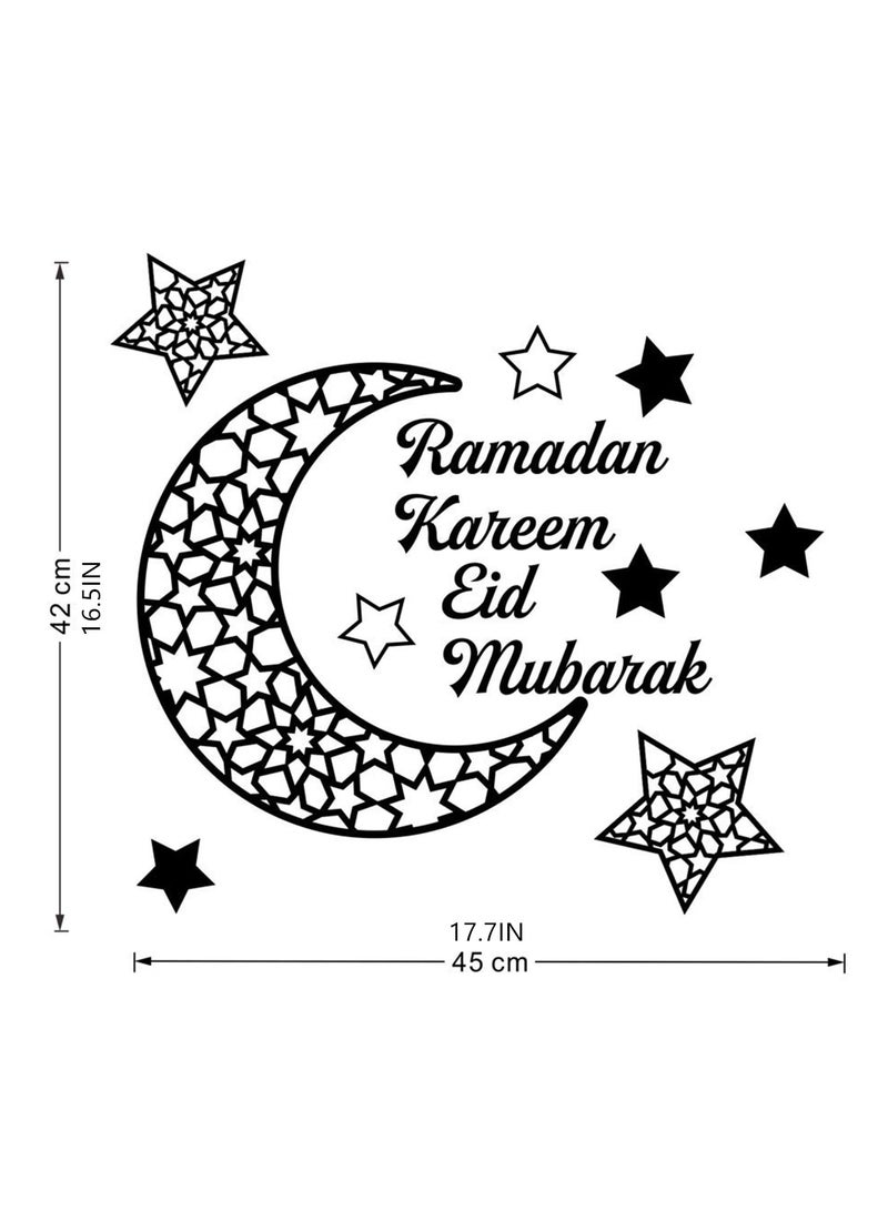 KHAJUL Acrylic Ramadan Wall Stickers, Gold Crescent Moon & Star Decal, Muslim Eid Mubarak Decoration for Home, Mosque And Window Glass (Gold, 45*42CM) - Image 2