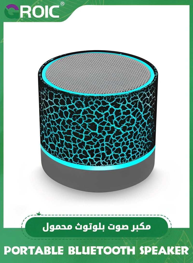 GROIC 1 Pcs Crack Pattern Portable Bluetooth Speaker, Wireless Speaker with LED Lights, Car Audio HD Sound Support TF Card USB Charging, Mini for In/Outdoor, Home, Travel (Black)  - Image 1