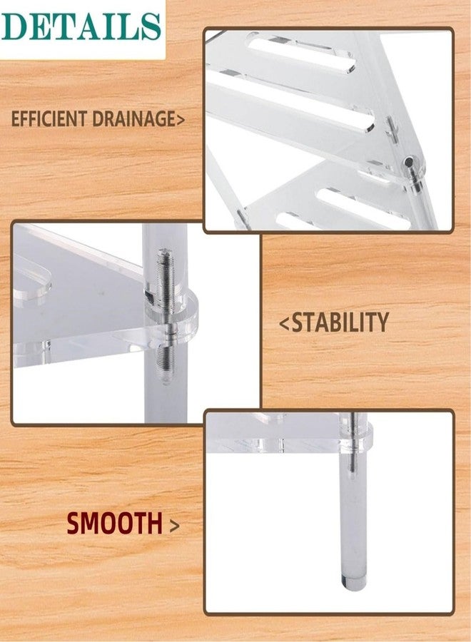 Gsycle Acrylic Corner Shelf, 2 Tier Floor Shower Caddy & Anti Slip Shower Stool Clear Corner Shower Organizer for Bathroom Plant Stand for Bedroom Kitchen 13.39 x 12.20 x 11.81 Inch - Image 3