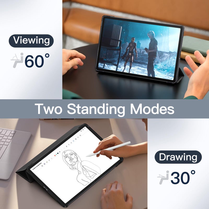 JETech Case for Samsung Galaxy Tab S11, Translucent Back Tri-Fold Stand Protective Tablet Cover, Support S Pen Pairing, Auto Wake/Sleep (Black) - Image 5