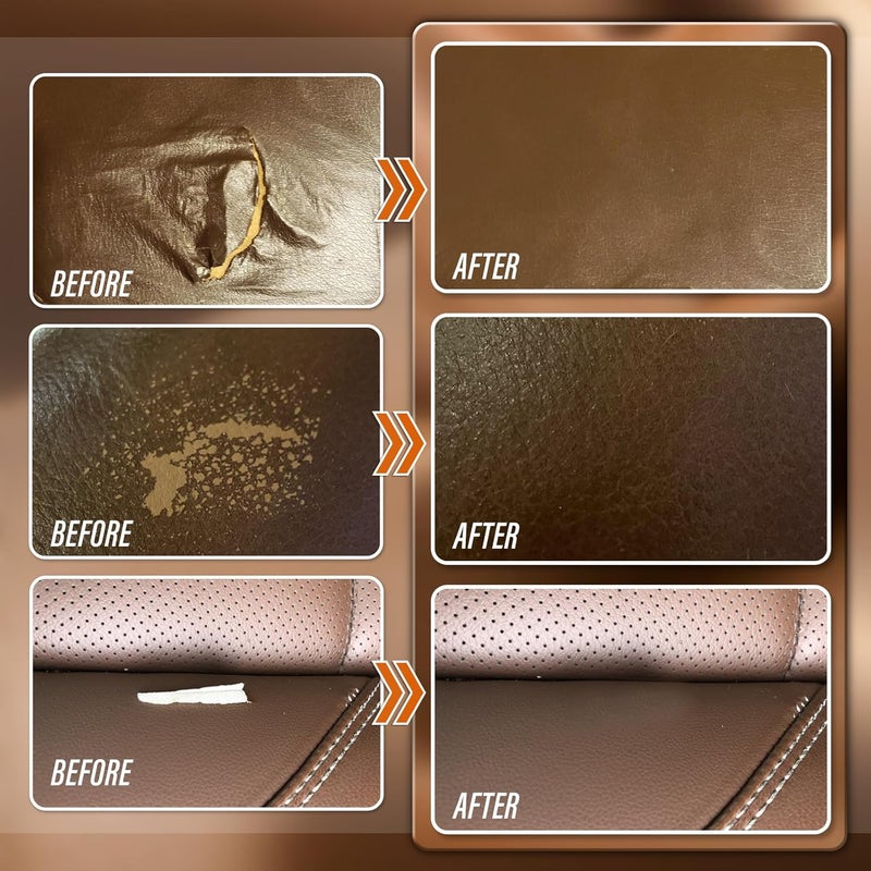 KIKYO Brown Leather Repair Kit, Faux Leather Chair & Couch Repair Kit for Furniture, Sofa, Purse, Belt, Super Easy Match Colors and Fix Scratches, Tears, Fade, Holes on PU, Genuine & Pleather - Image 4