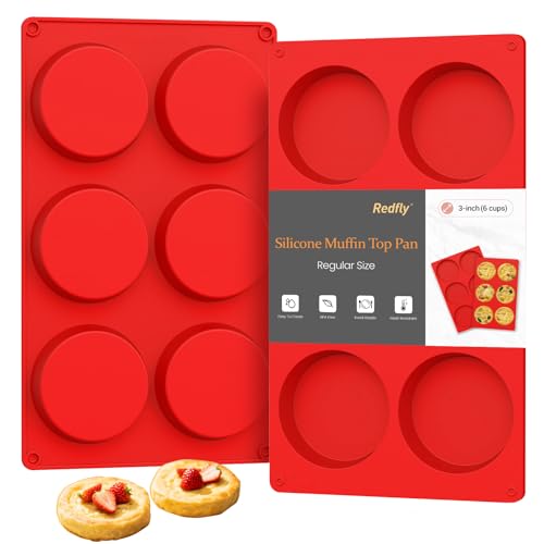 Redfly Silicone Egg Molds for Breakfast Sandwiches 2 Pcs Non Stick 3 Inch Egg Bites Baking Pans Silicone Muffin Pans for Baking Round Muffin Top Pan for Whoopie Pie Pan Tarts Quiche - Image 1