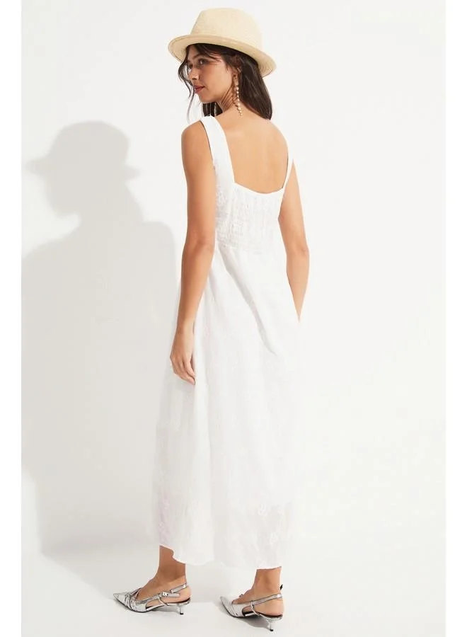 جون Floral Square Neck Dress