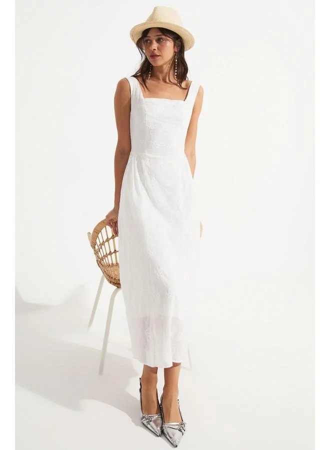 جون Floral Square Neck Dress