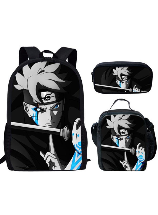 ناروتو على ظهره مقلمة حقيبة ثلاثة قطعة دعوى الرجال والنساء الترفيه الرياضة حقيبة السفر طالب حقيبة المدرسة - Image 1