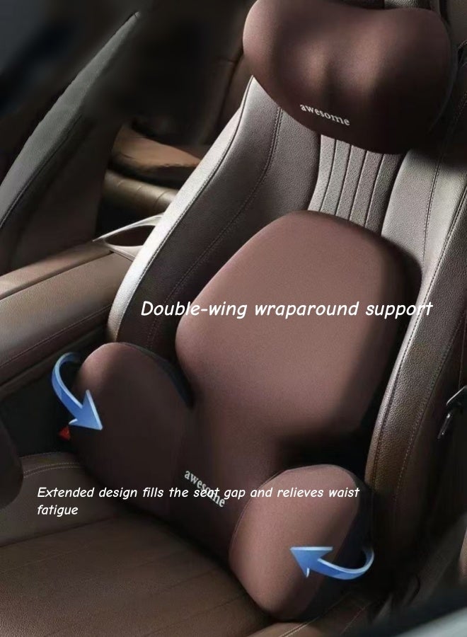 Lumbar And Neck Pillow Set,Lumbar Support Pillow For Office Chair,Ergonomic Lumbar Support Cushion,Back Support Pillow For Car, Chair Cushions,High-Density Memory Foam Back Pillow For Office/Car/Home,Removable Washable(Grey) - Image 5