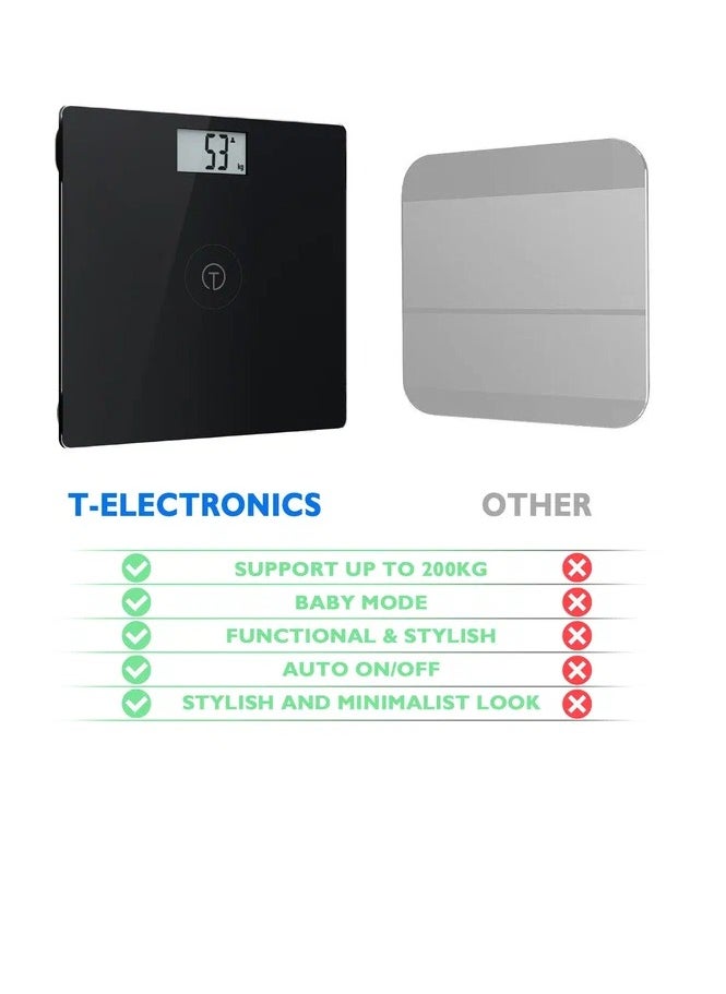 Titan Electronics T Electronics Smart Digital Bathroom Scale for Body Weight 500lbs - Weighing Scale Machine with New Baby Mode - Essential for Weight Balance - Black  - Image 3