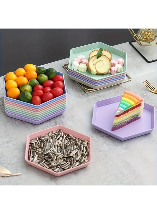 Blue Wheat Straw Hexagonal Plates 6.7 Inch Microwave Dishwasher Safe Set - Image 5