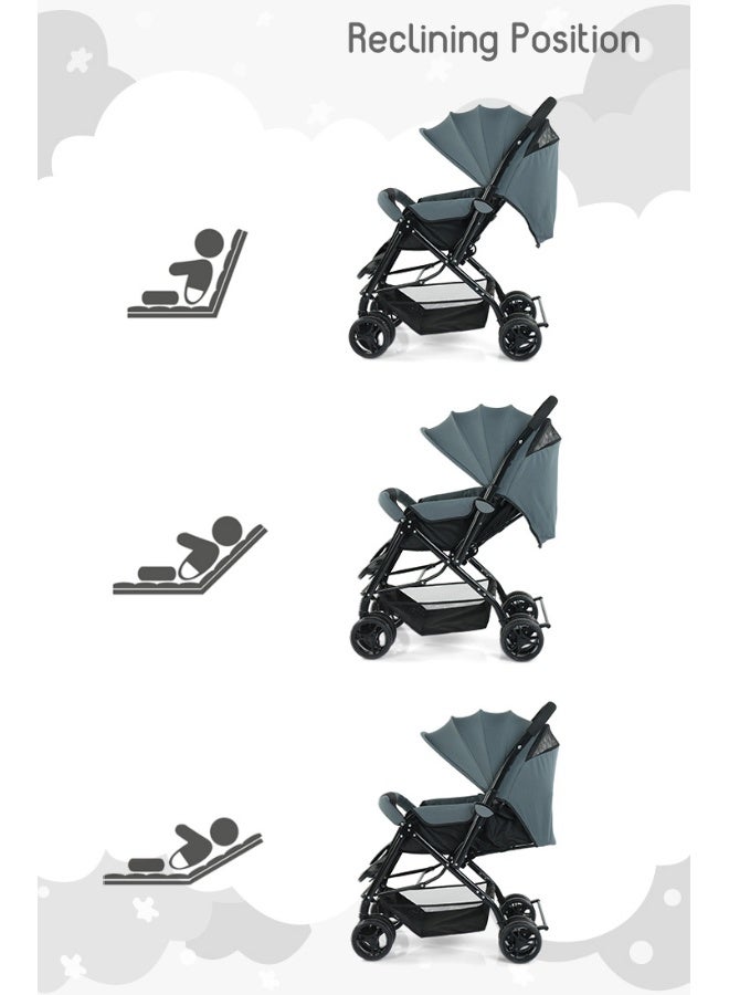 babyhug عربة أطفال بيبي هاج سمفوني مع شبكة ناموسية، مقبض قابل للعكس، وضعيات متعددة للانخفاض، من 0 إلى 3 سنوات، 75 × 51.5 × 102 سم - رمادي - Image 4
