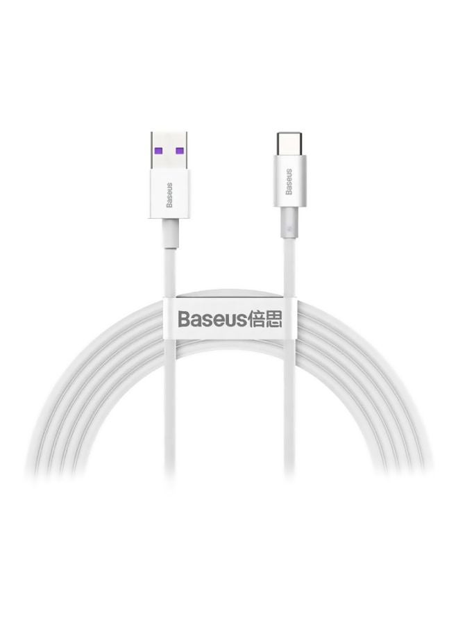 بيسوس كابل USB-C بقدرة 66 وات من سلسلة سوبيريور، كابل نقل بيانات من USB A إلى Type C متوافق مع سامسونج جالاكسي ونينتيندو سويتش وهواوي ميت بوك إكس برو، وآي باد ميني 6 إلخ. بطول مترين أبيض - Image 1