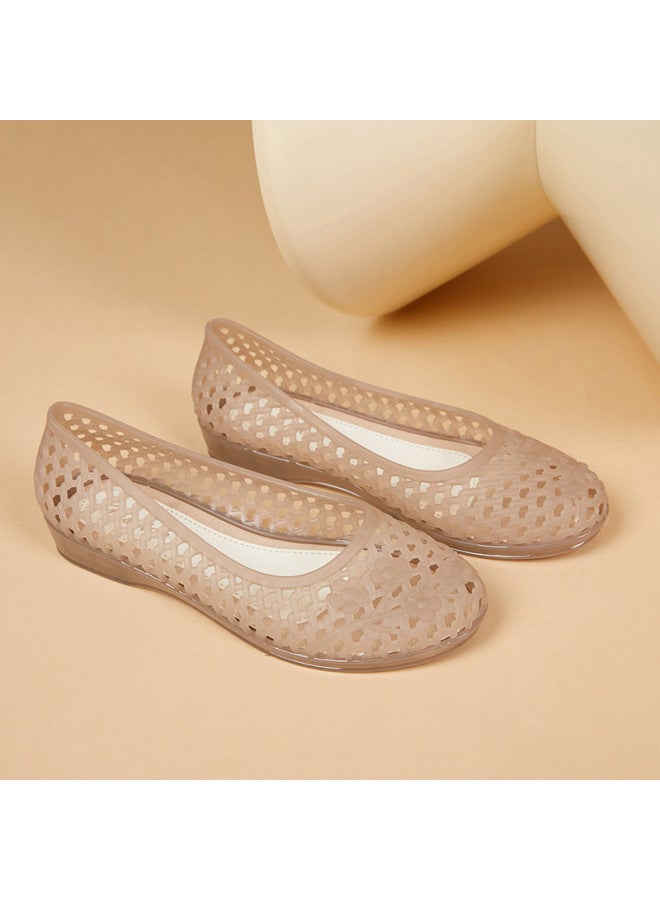 Trendy Fashion Crystal Sandals For Women, Summer Hollow-out Shallow Jelly Non-slip Shoes, Beach Plastic Mom Shoes